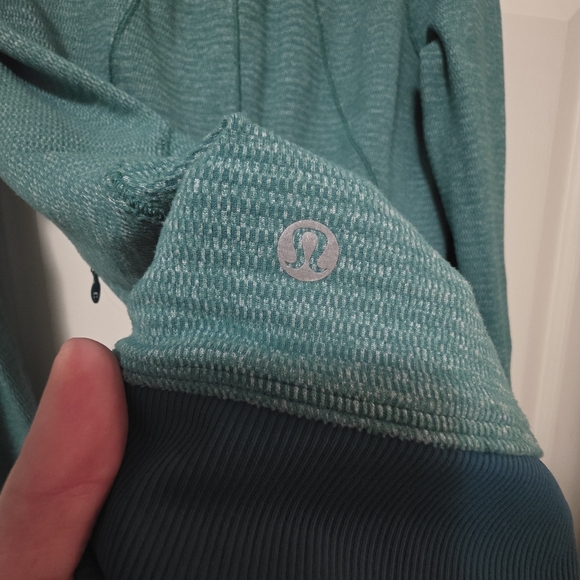 Lululemon Runderful 1/2 Zip Mini Check Pique Hunter/Heathered Green/Teal Size 6 - Picture 7 of 9